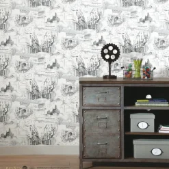 Harry Potter Hogwarts Map Peel & Stick Wallpaper - Black & White