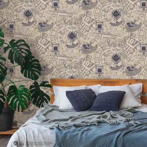 Harry Potter Marauder's Map Peel & Stick Wallpaper - Blue
