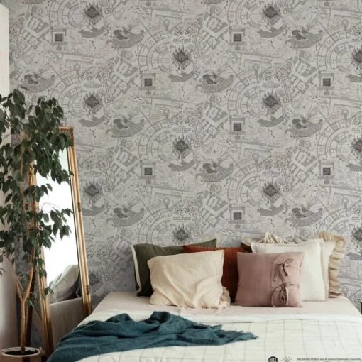 Harry Potter Marauder's Map Peel & Stick Wallpaper - Gray