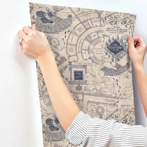 Harry Potter Marauder's Map Peel & Stick Wallpaper - Blue