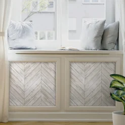 Herringbone Wood Boards Peel & Stick Wallpaper - White