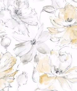 Impressionist Floral Dreams Wallpaper - Yellow & White