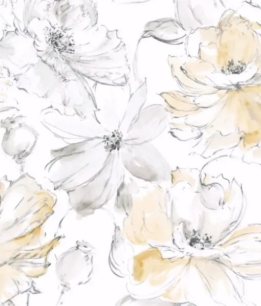 Impressionist Floral Dreams Wallpaper - Yellow & White