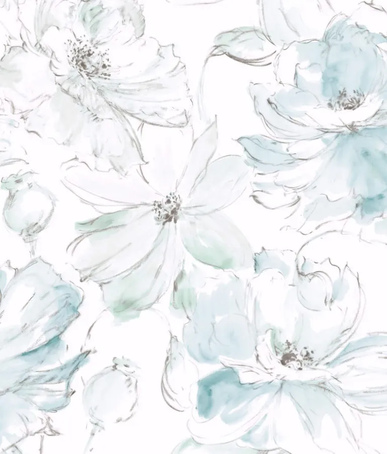 Impressionist Floral Dreams Wallpaper - Blue & Green