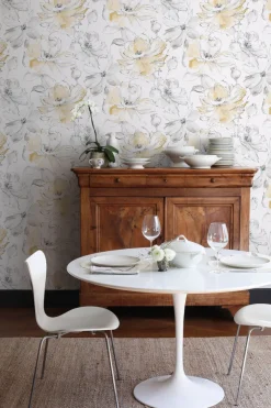 Impressionist Floral Dreams Wallpaper - Yellow & White