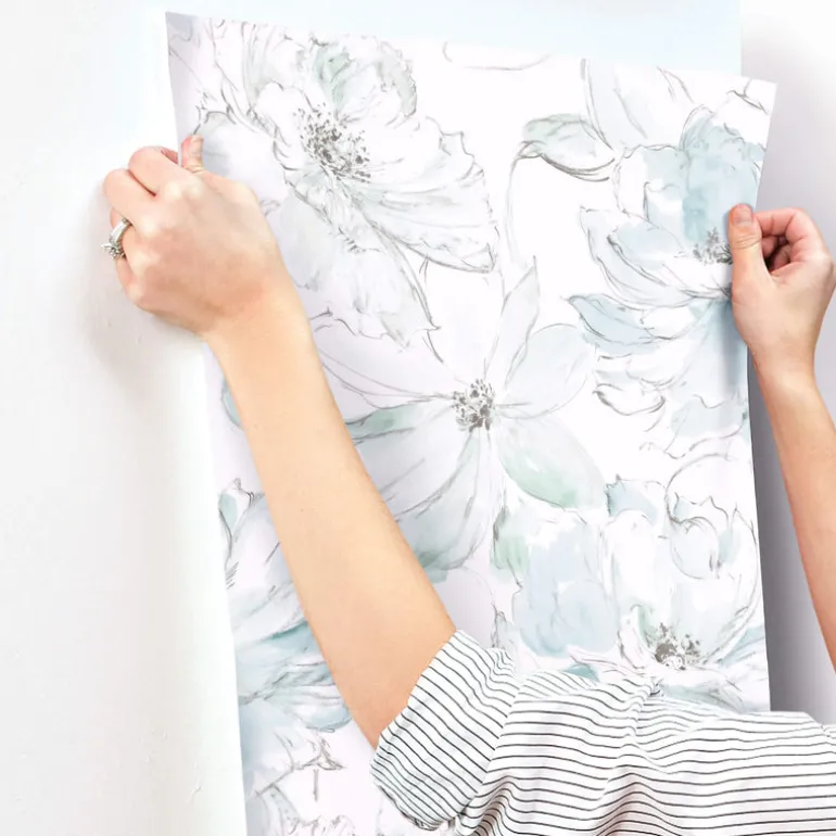 Impressionist Floral Dreams Wallpaper - Blue & Green