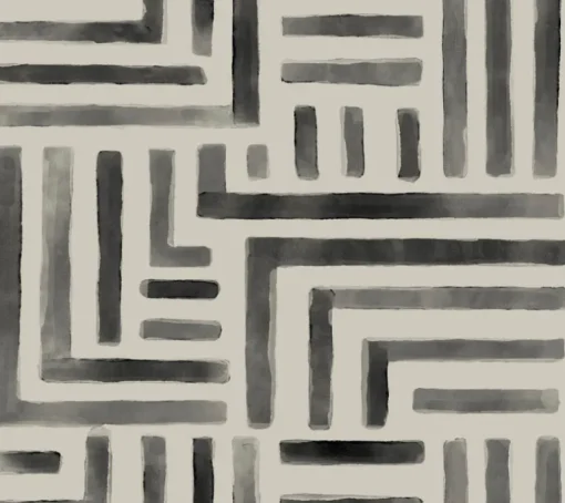 Lemieux et Cie Signature Painterly Labyrinth Wallpaper - Charcoal