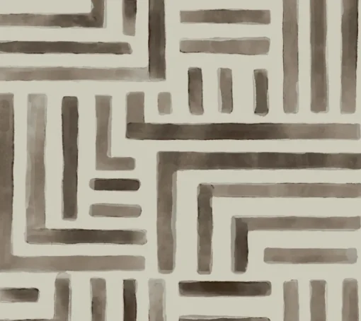 Lemieux et Cie Signature Painterly Labyrinth Wallpaper - Warm Neutral