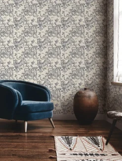 Lemieux et Cie Signature Orly Tigers Wallpaper - Indigo