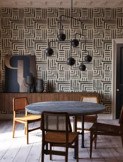Lemieux et Cie Signature Painterly Labyrinth Wallpaper - Charcoal