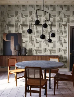 Lemieux et Cie Signature Painterly Labyrinth Wallpaper - Warm Neutral