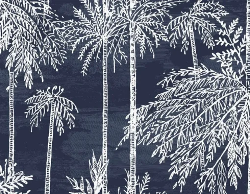 Lillian August Coastal Haven Palm Grove Wallpaper - Midnight Sky