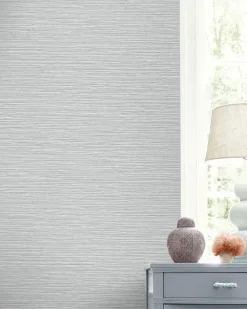 Lillian August Coastal Haven Tiger Island Faux Grasscloth Wallpaper - Morning Fog