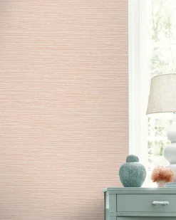 Lillian August Coastal Haven Tiger Island Faux Grasscloth Wallpaper - Blush