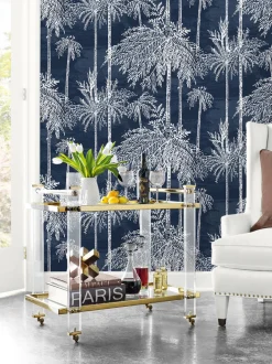 Lillian August Coastal Haven Palm Grove Wallpaper - Midnight Sky