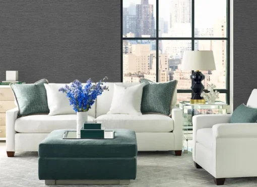 Lillian August Coastal Haven Tiger Island Faux Grasscloth Wallpaper - Charcoal