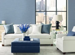 Lillian August Coastal Haven Tiger Island Faux Grasscloth Wallpaper - Riviera Blue