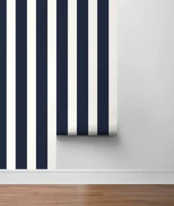 Lillian August Designer Stripe Peel & Stick Wallpaper - Midnight Blue