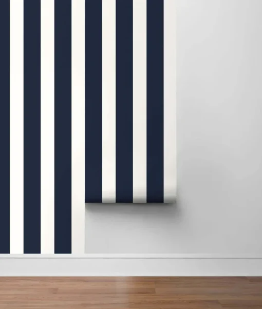 Lillian August Designer Stripe Peel & Stick Wallpaper - Midnight Blue