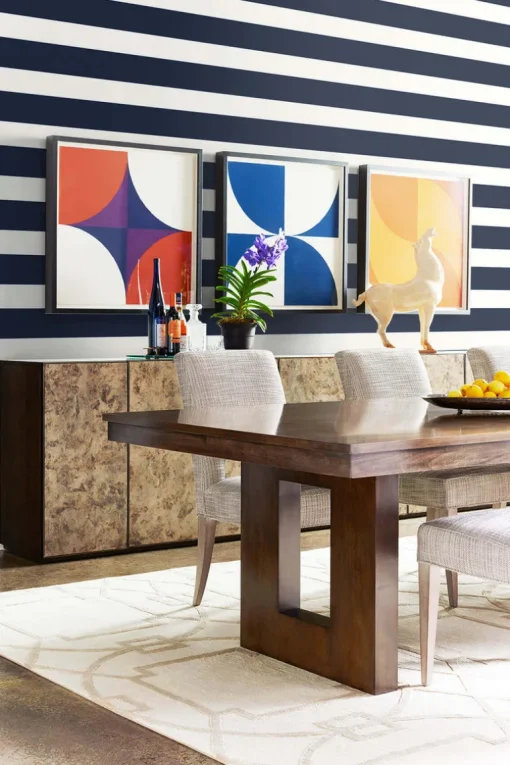 Lillian August Designer Stripe Peel & Stick Wallpaper - Midnight Blue