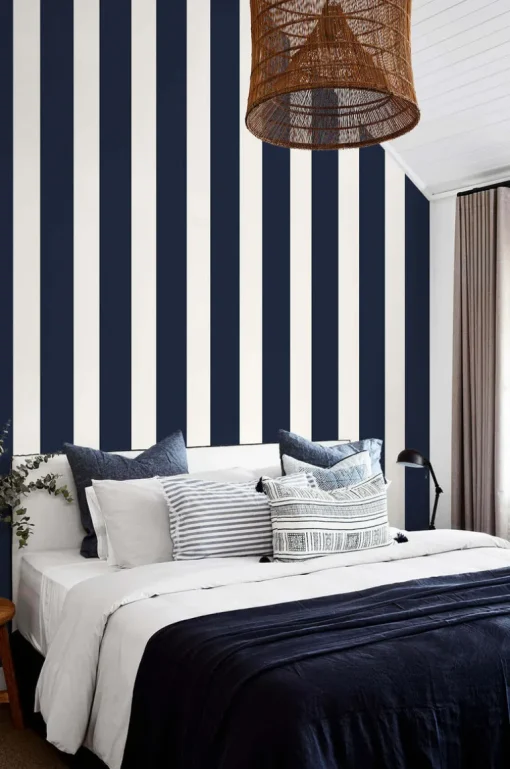 Lillian August Designer Stripe Peel & Stick Wallpaper - Midnight Blue