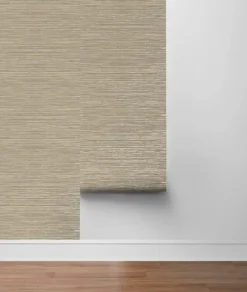 Lillian August Faux Grasscloth Peel & Stick Wallpaper - Warm Silver