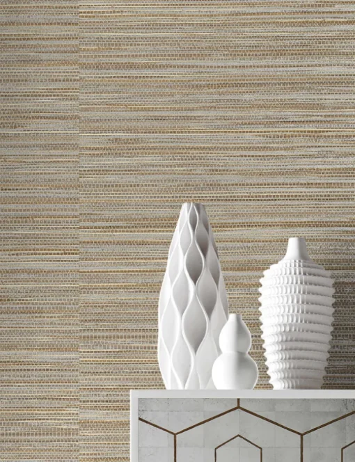 Lillian August Faux Grasscloth Peel & Stick Wallpaper - Warm Silver