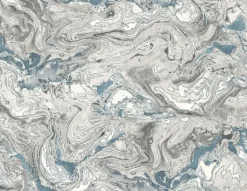 Lillian August Faux Marble Peel & Stick Wallpaper - Lunar Rock Blue