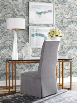 Lillian August Faux Marble Peel & Stick Wallpaper - Lunar Rock Blue