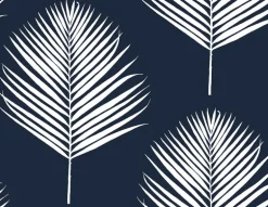 Lillian August Maui Palm Peel & Stick Wallpaper - Midnight Blue & White
