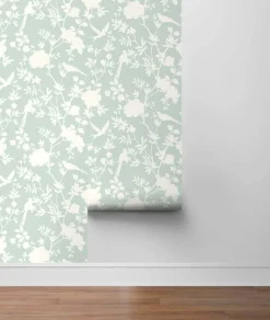 Lillian August Mono Toile Peel & Stick Wallpaper - Seaglass