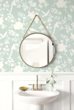 Lillian August Mono Toile Peel & Stick Wallpaper - Seaglass