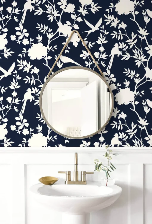 Lillian August Mono Toile Peel & Stick Wallpaper - Midnight Blue