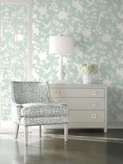 Lillian August Mono Toile Peel & Stick Wallpaper - Seaglass