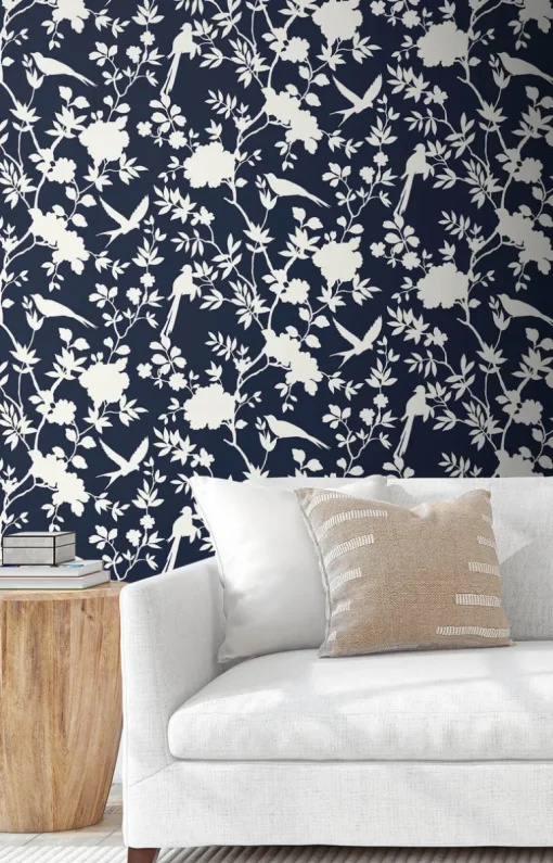 Lillian August Mono Toile Peel & Stick Wallpaper - Midnight Blue