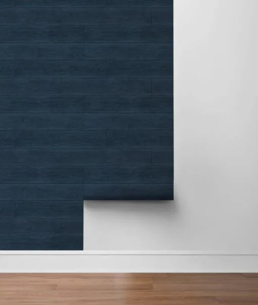 Lillian August Rustic Shiplap Peel & Stick Wallpaper - Denim Blue