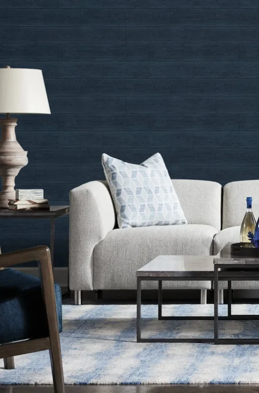 Lillian August Rustic Shiplap Peel & Stick Wallpaper - Denim Blue