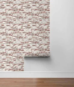 Lillian August Soho Brick Peel & Stick Wallpaper - Terra Cotta Red