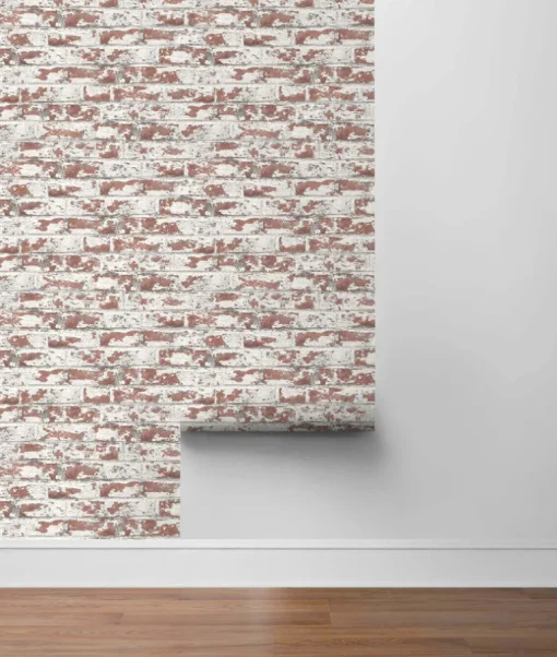 Lillian August Soho Brick Peel & Stick Wallpaper - Terra Cotta Red