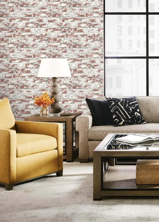 Lillian August Soho Brick Peel & Stick Wallpaper - Terra Cotta Red