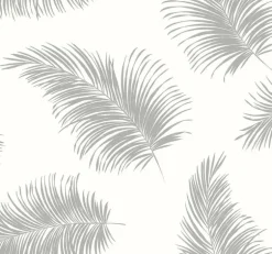 Lillian August Tossed Palm Peel & Stick Wallpaper - Alloy Gray