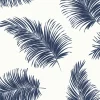 Lillian August Tossed Palm Peel & Stick Wallpaper - White & Navy
