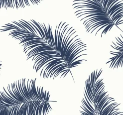 Lillian August Tossed Palm Peel & Stick Wallpaper - White & Navy