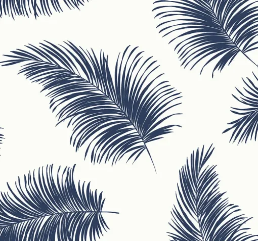 Lillian August Tossed Palm Peel & Stick Wallpaper - White & Navy