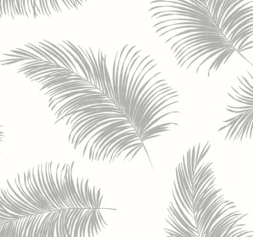 Lillian August Tossed Palm Peel & Stick Wallpaper - Alloy Gray