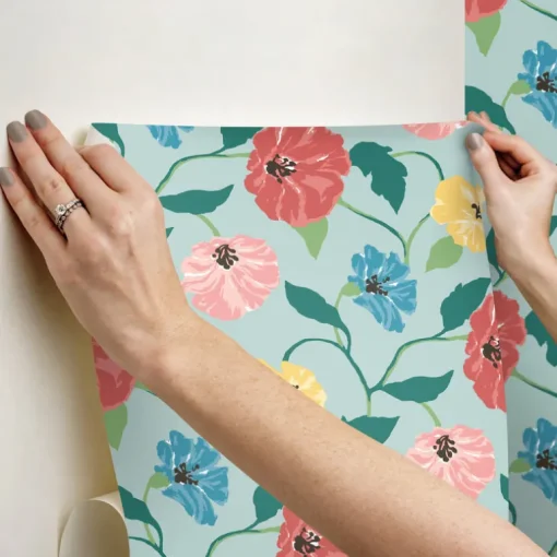 Madcap Cottage Jungle Garden Peel & Stick Wallpaper - Sky Blue