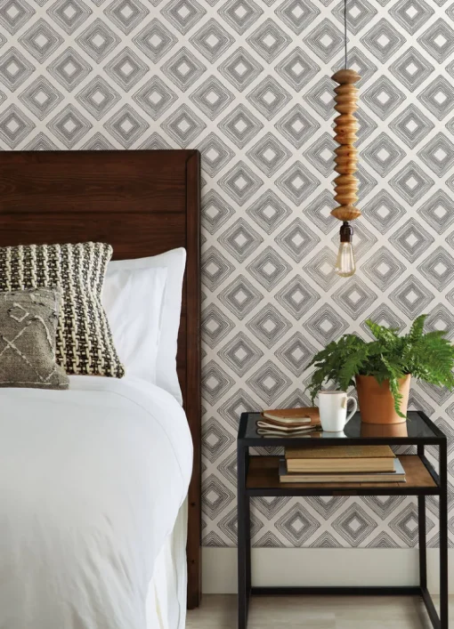 Magnolia Home Diamond Sketch Wallpaper - Gray & White