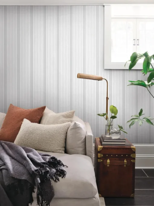 Magnolia Home French Linen Stripe Wallpaper - Arctic Grey