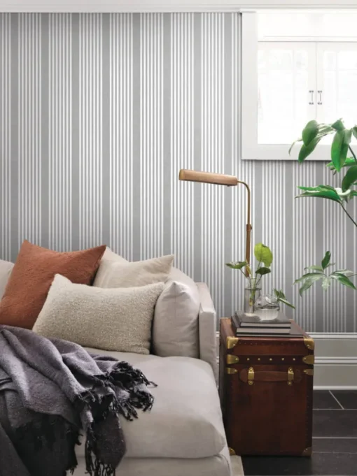 Magnolia Home French Linen Stripe Wallpaper - Charcoal