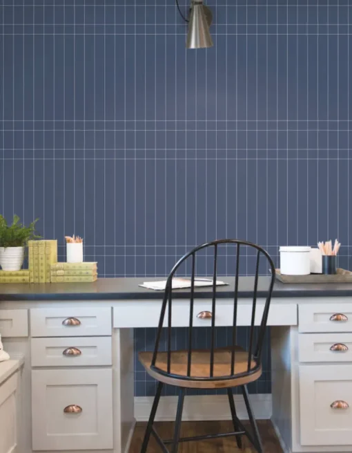 Magnolia Home Linear Gridwork Peel & Stick Wallpaper - Navy Blue